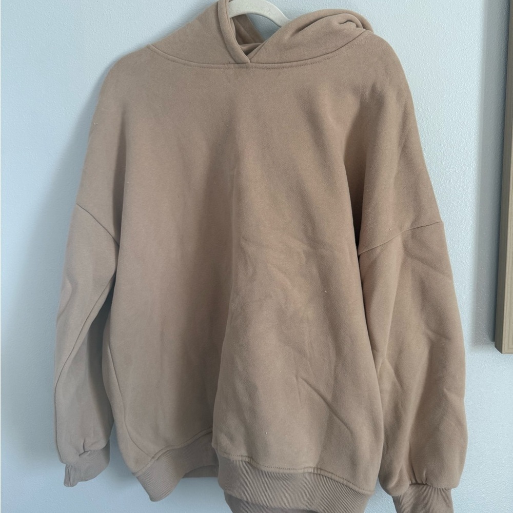 Women's Oversized Hoodie Sweatshirt - Taupe Size Small